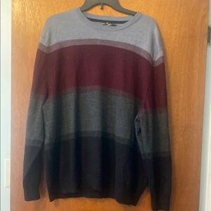 Club Room Red and Gray Crewneck Sweater with Colorblock Design